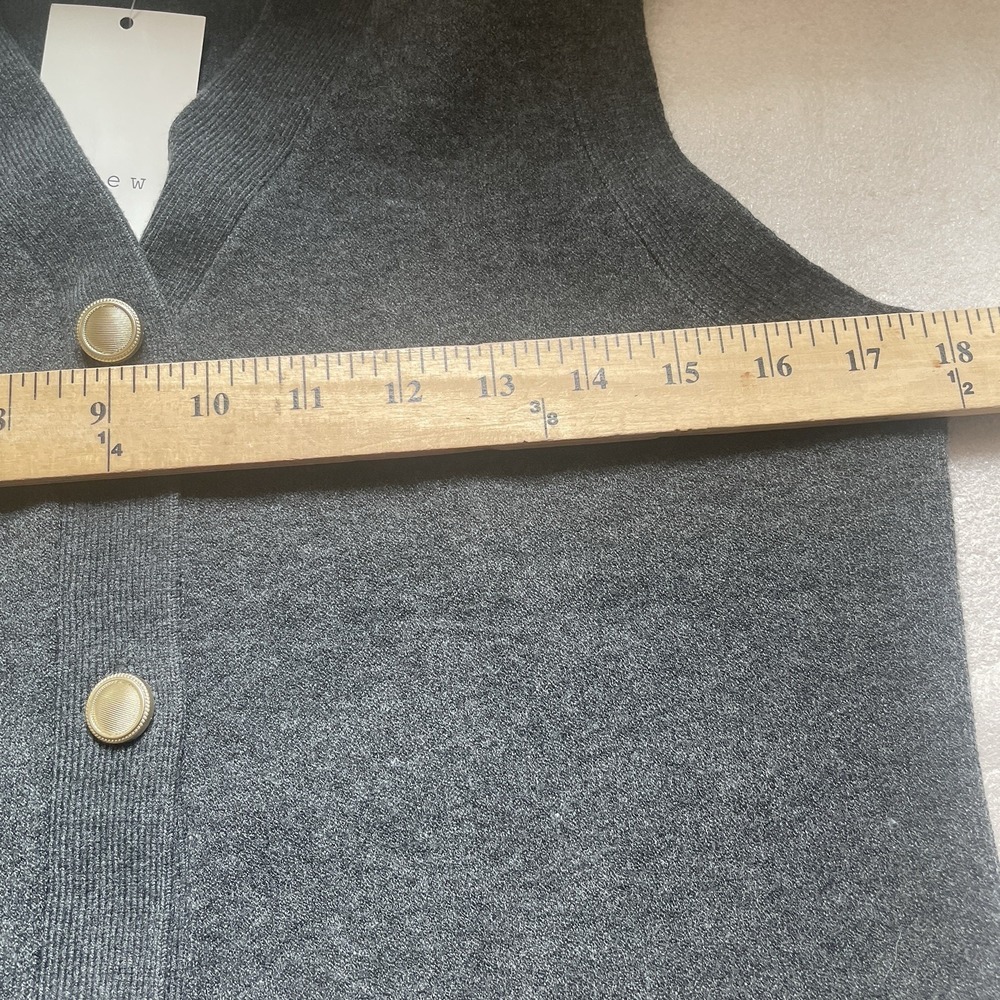 A New Day‎ Button Up Sweater Vest Women XL Charcoal Gray Sleeveless Knit Top - Picture 6 of 10
